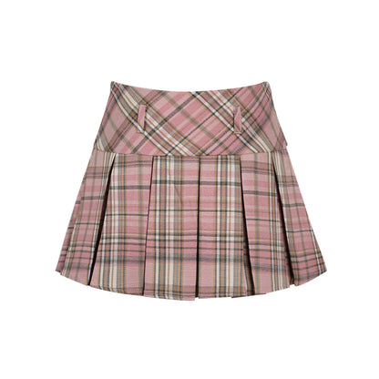 College Style Box Plaid Skirt