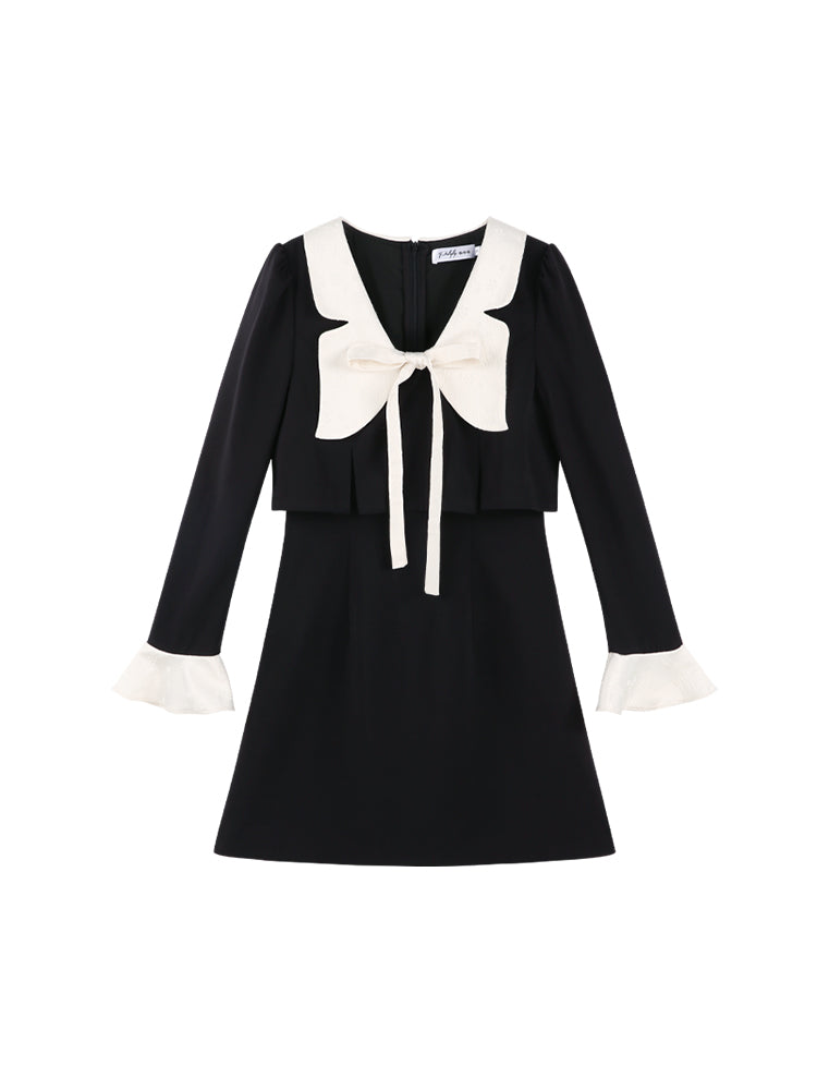 Black neck Rich Dotter Dress