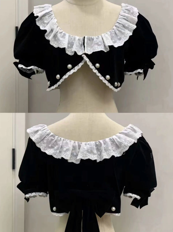 ドールボンネットロリータドレス+シャツ+ショートジャケット+リボン