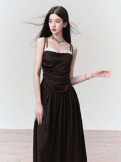 Black Camisole Pleated Long Dress