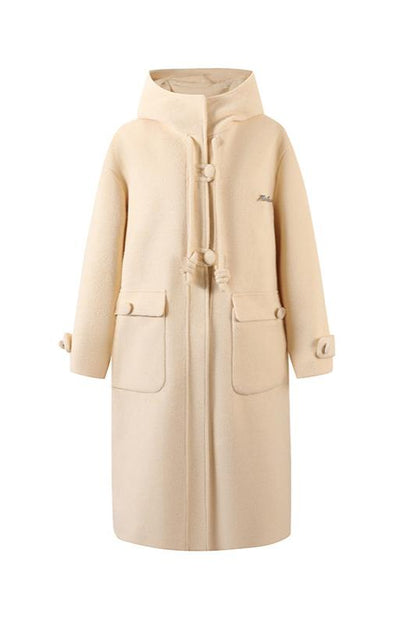 French Single Brest Food Long Wool Coat