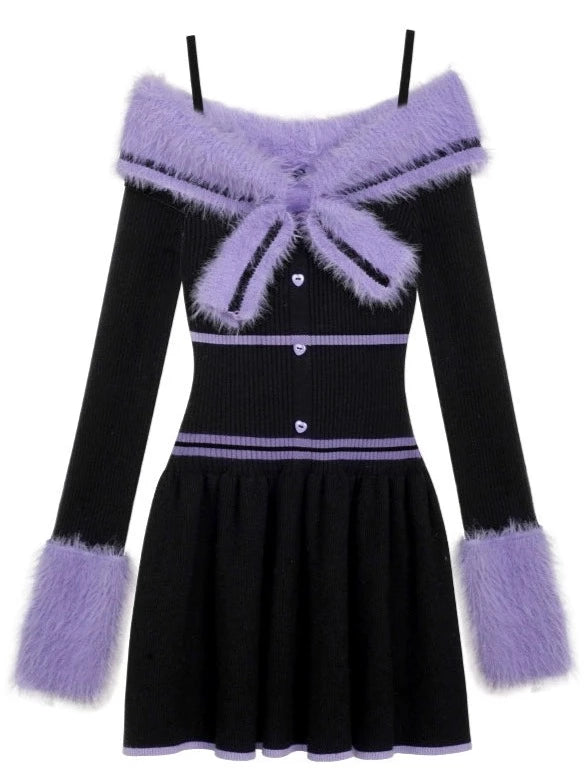 Girl Fighting Spirit Dark Fur Dress