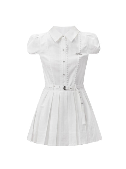 Fragileheart fragile shop 牛奶慕斯前卫纯白衬衫连衣裙 法式氛围连衣裙