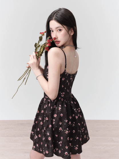 [Spot] Fragile Shop Falling Rose Garden Delicate Floral Slip Dress Temperament Romantic Date Dress