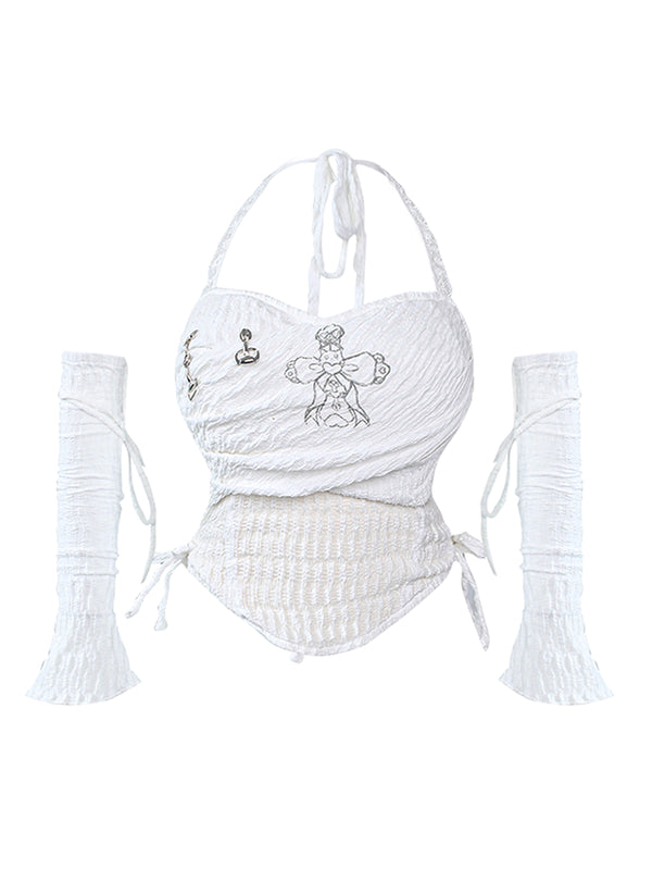 Pure White Top + Skirt + Hat