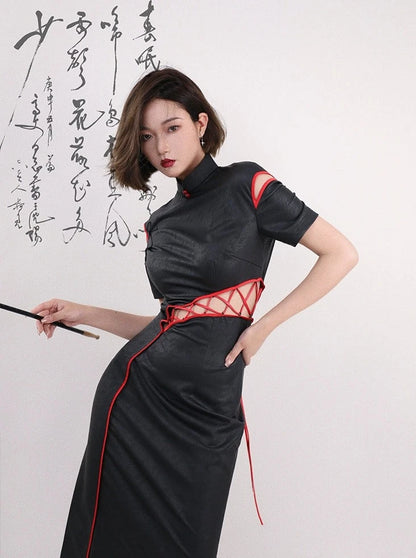 Original PU Leather Cheongsam Dress