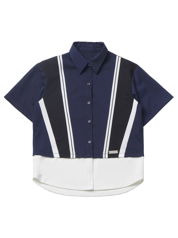 モードカジュアルトップス+ロングシャツ+ハーフパンツ+スカート