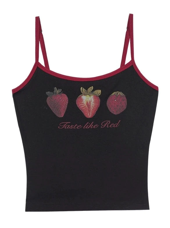 Strawberry Design Red Black Camisole