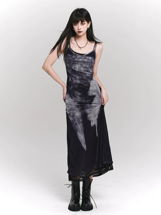 Ghost Girl, New Chinese Women's Ink Sundress, Hot Girl Wears Dress, Dress, Set, Chic, Sweet and Spicy Summer