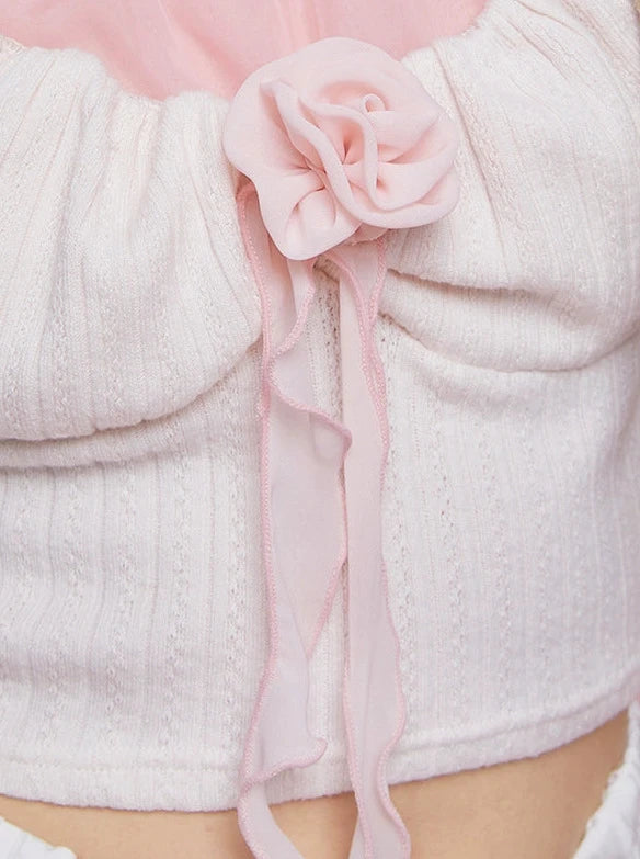 Camellia Brooch Pink Ribbon Corsage