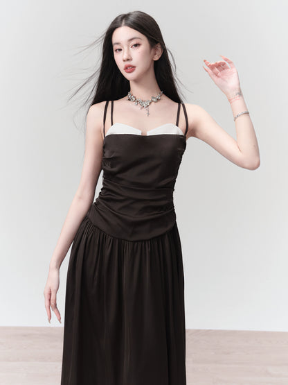 Black Camisole Pleated Long Dress