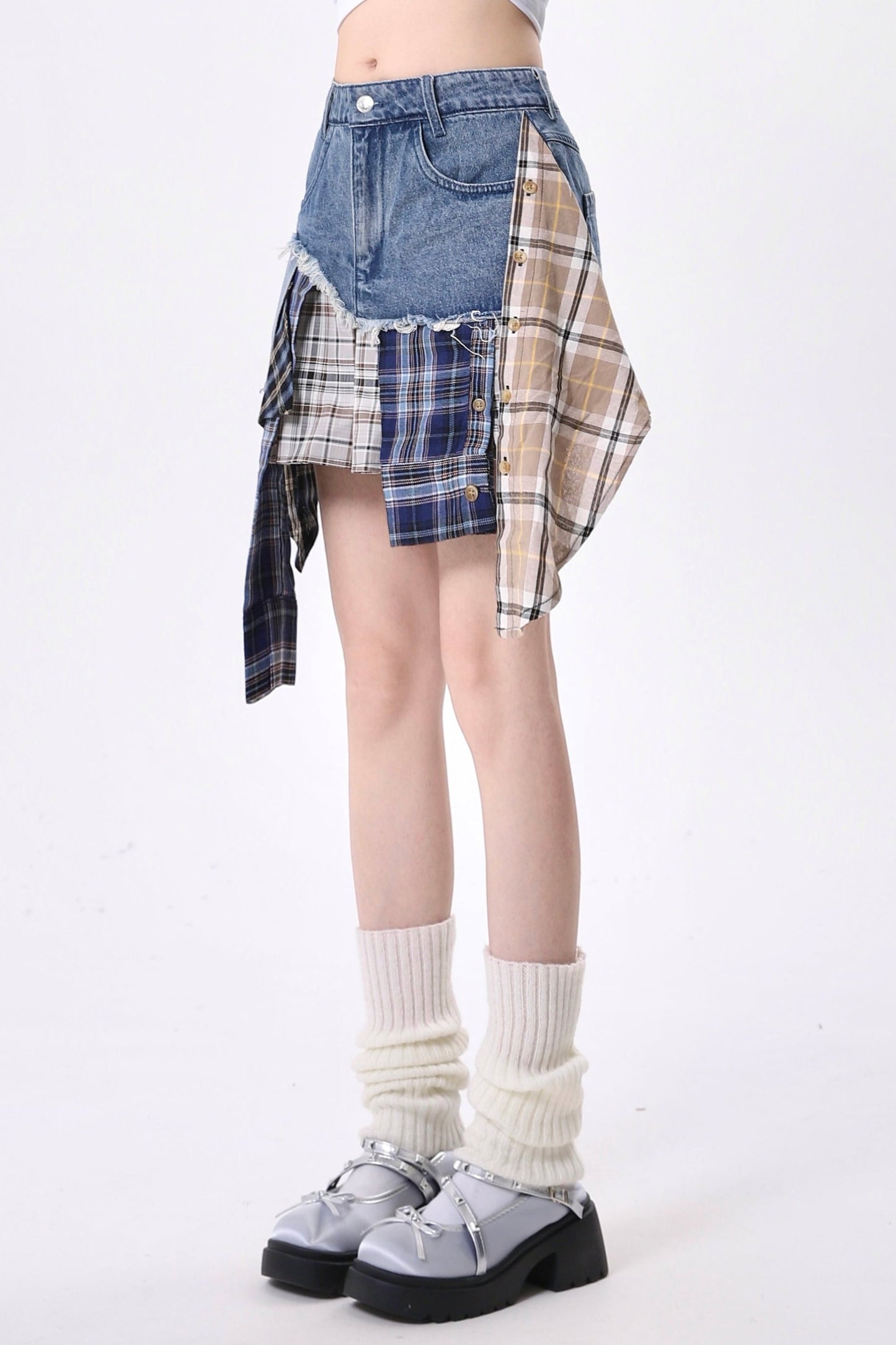 Irregular Splicing Hot Girl Denim Skirt