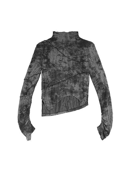 レトロプリントアシメショートトップス