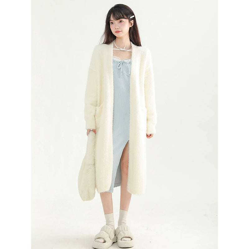 Fur Knit Long Cardigan