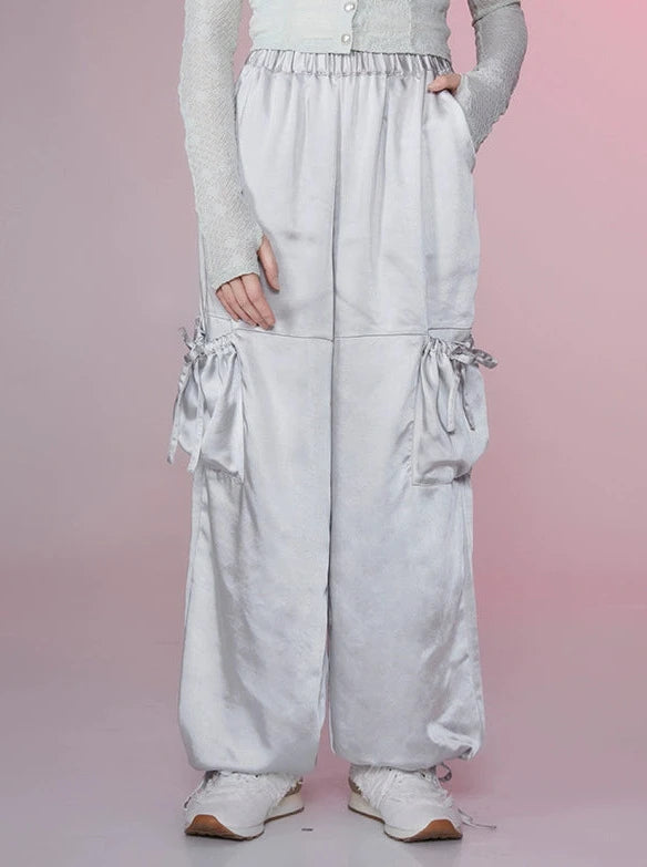 Sweet Cool Acetate Satin Drape Loose Casual Pants