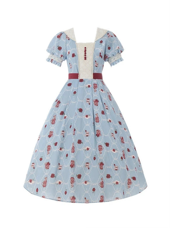 ローズガーデンスリーカラーフラワーティーワンピースドレスセット【予約商品】