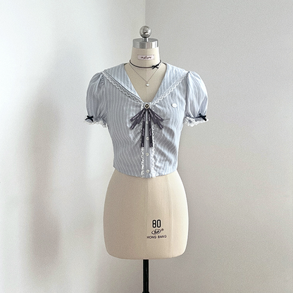 Navy color college shirt+short skirt