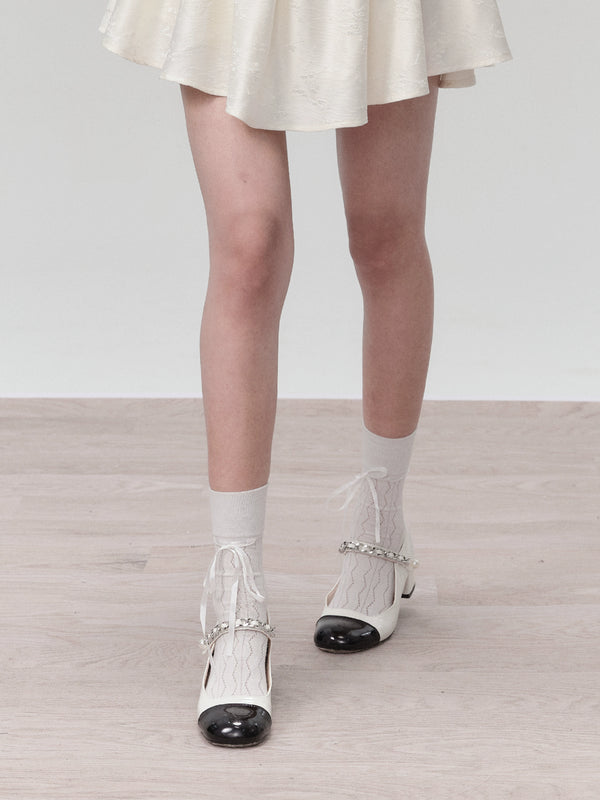 Ribbon mid-calf socks