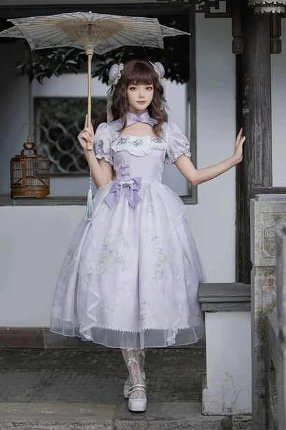 Retro China Flower Purple Lolita Dress