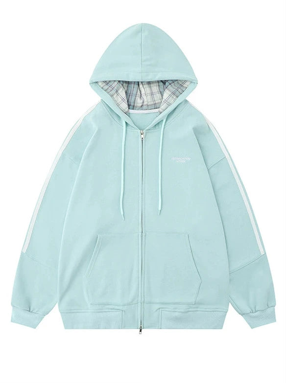 チェックフーディージップスポーツカジュアルスウェットジャケット