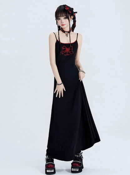 Sweet Spicy Ribbon Suspender Little Black Dress