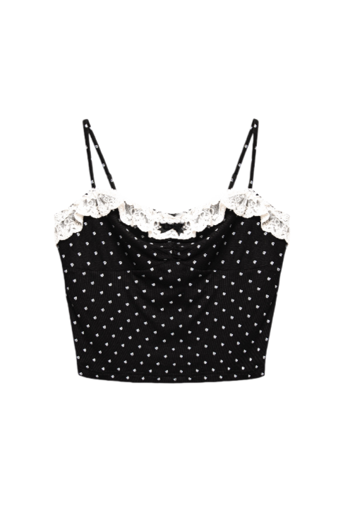 [Reservation product] Sweet dot camisole + cardigan + frilled skirt