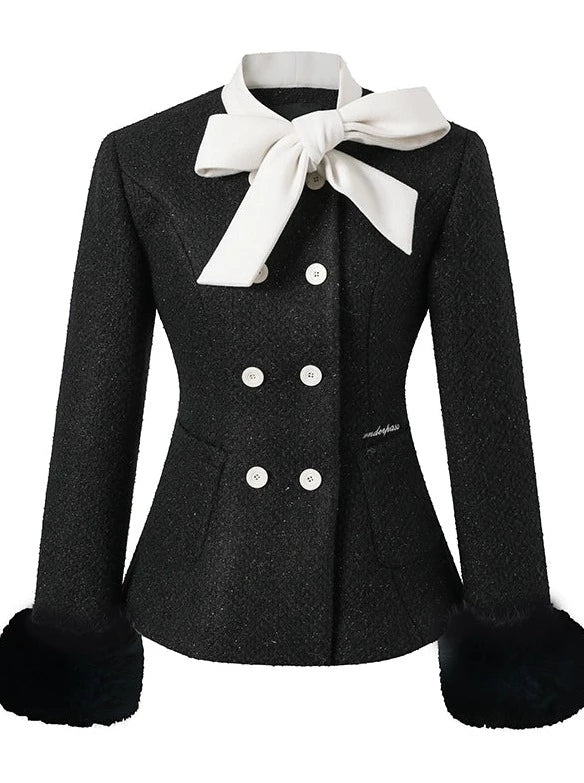 Double blest ribbon coat + tight skirt [Reserved product]