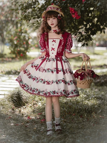 Robe d'été Lolita imprimée lapin cerise