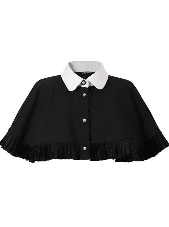 ポロカラーケープ＋ウエストデザインワンピース【予約商品】