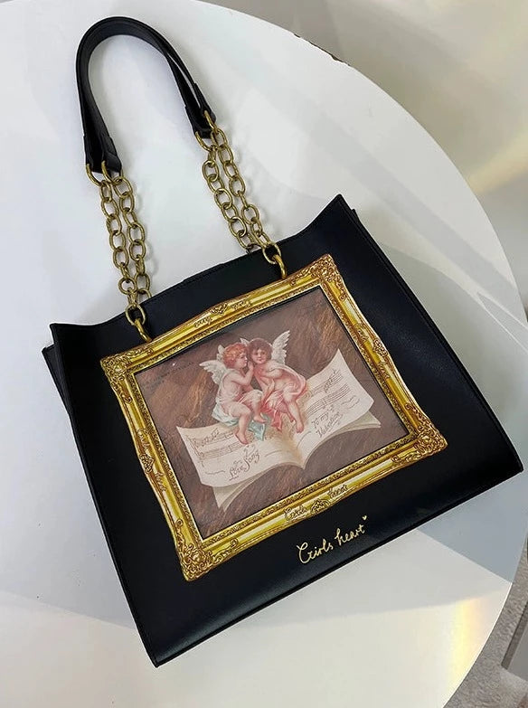 Retro Angel Girl Chain Tote Bag