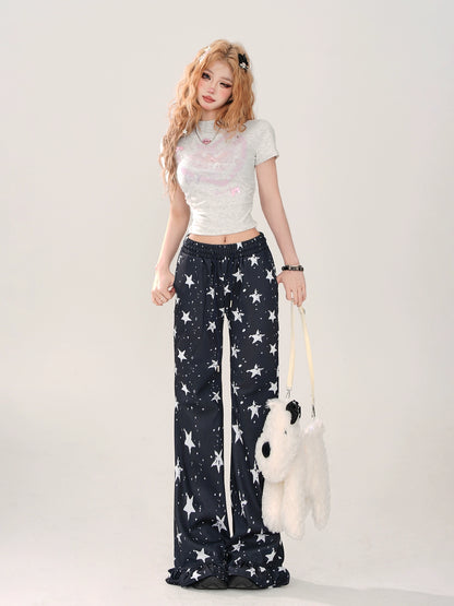 Lazy Casual Star Flared Pants