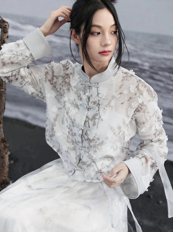 ライトチャイナプリントルーズショートジャカードジャケット