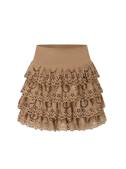 High Waist Tiered Retro Girly Skirt