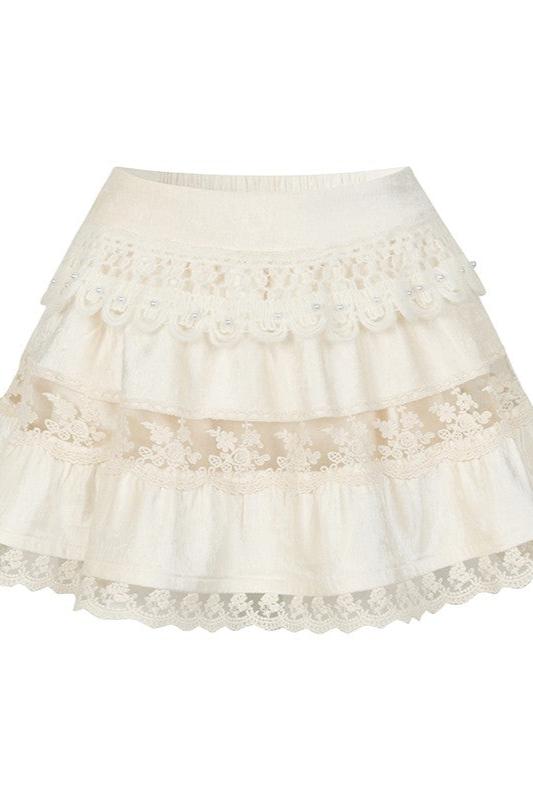 Snow Girl Off Soltops + Lace Short Skirt