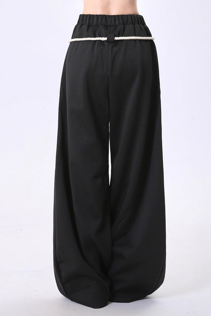 Rope Trim Hip Hop Loose Straight Pants