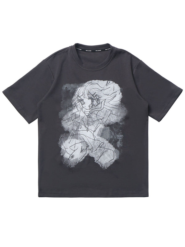 Anime Girl Illustration Loose Tops