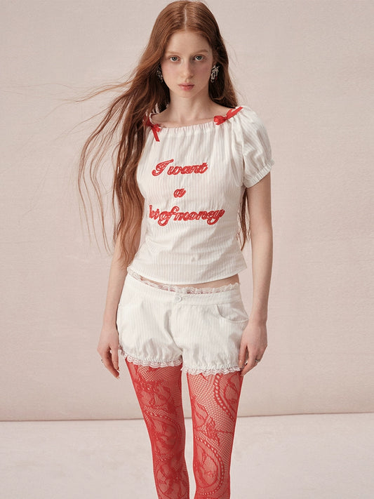 ECODAY's original design sense niche hot girl letter print short sleeve t-shirt slim hip shorts two-piece set