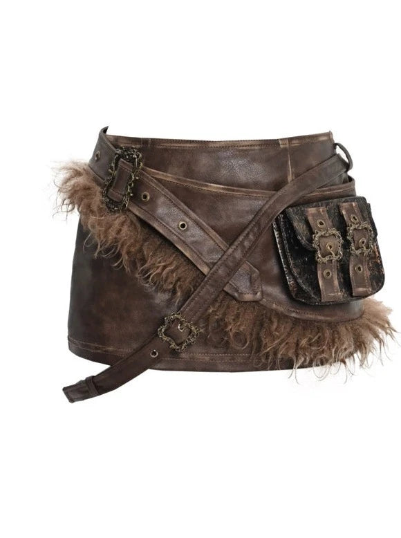 Retro Osh Pocket Belt Short Skirt