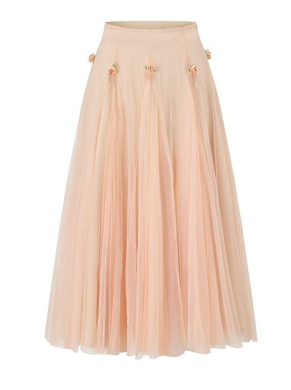 Peach Fairy French Retro Sweet Lace Camisole + Skirt