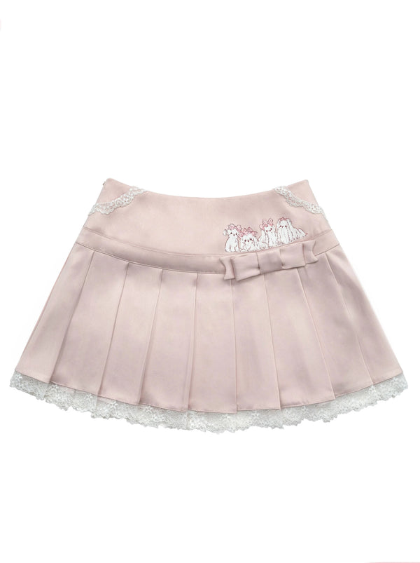 ロリータクリームマルチーズレースプリーツスカート【予約商品】