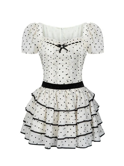 Puff Dot Tiered Dress