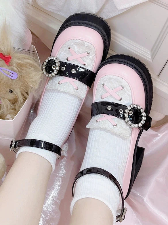 Punk Round Toe Strap Platform Shoes