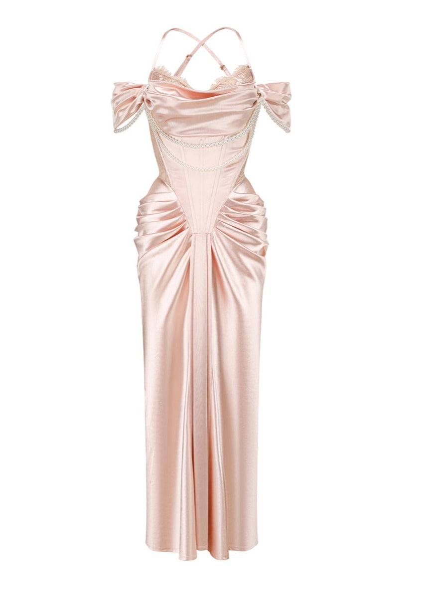 Sweet Satin Pink Long Dress