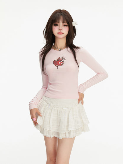 Pin Clound Neck Long Sleeve Top