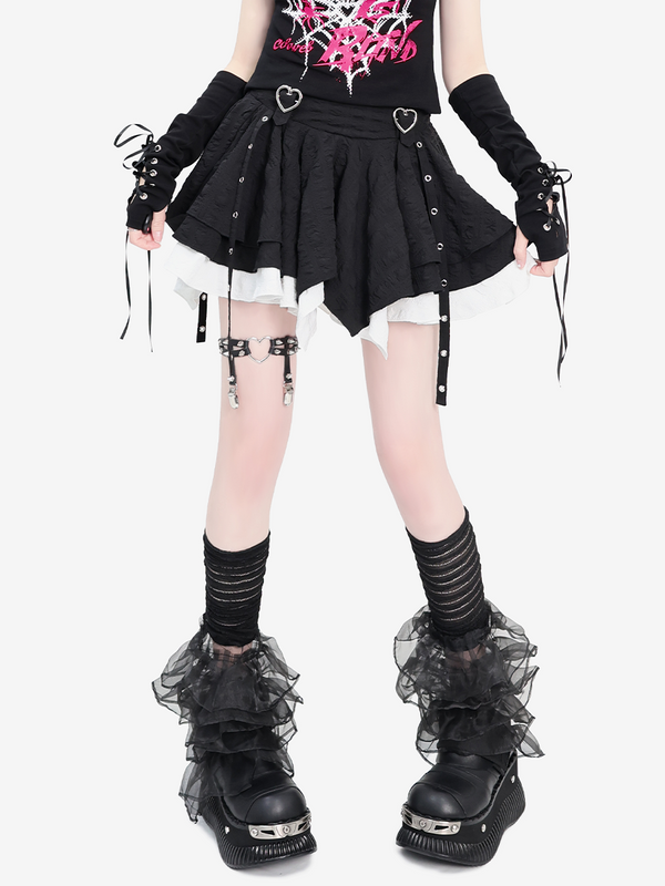 [Pre-order item] Heart Design Waist Pleated Tutu Skirt