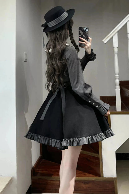  Elegant Black Check Lolita Dress