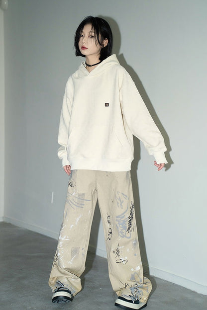 Loose Graffiti Light Color Straight Pants