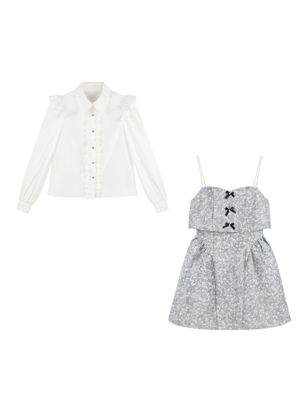French Shirt + Jacquard Suspender Dress