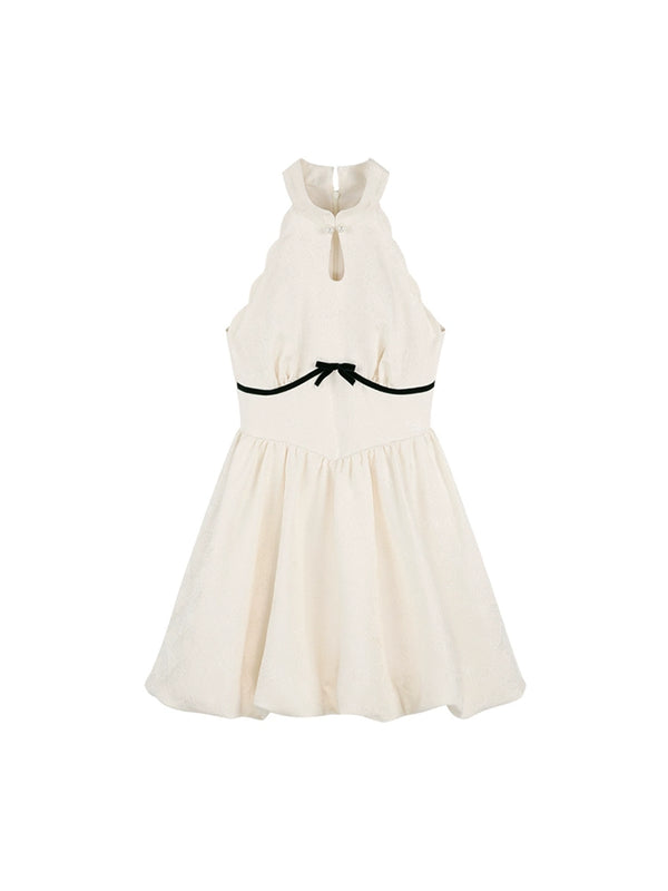 ネックデザインリトルリボンワンピース
