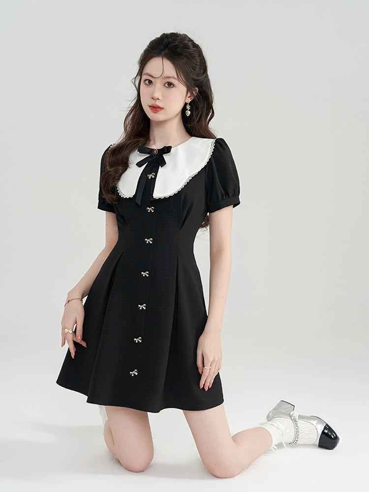 Puff Sleeve Doll Collar Dress